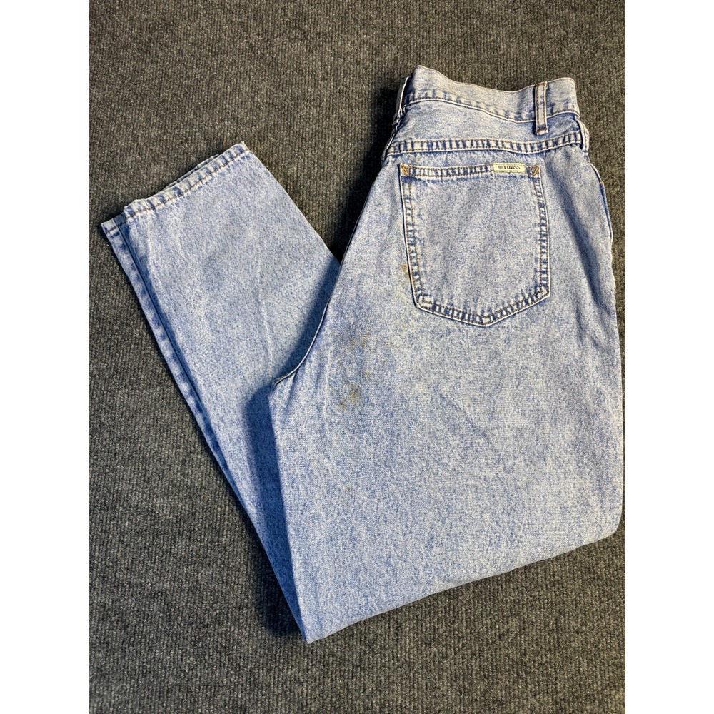 Bill Blass Jeans Womens 12 Petite Blue Denim Regular Fit Boho Grunge Skinny Leg